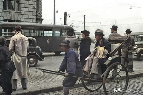 民国时的重要客运工具——黄包车，老照片带你看看老上海的黄包车