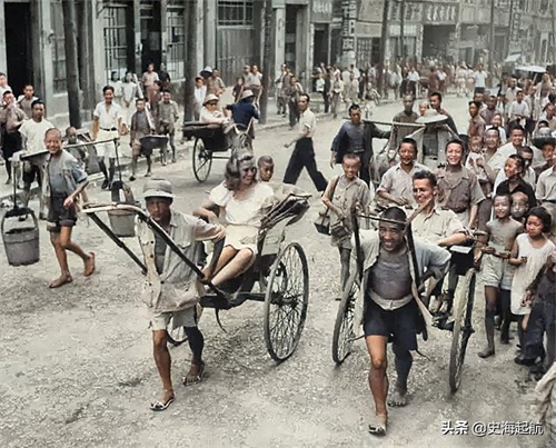 民国时的重要客运工具——黄包车，老照片带你看看老上海的黄包车