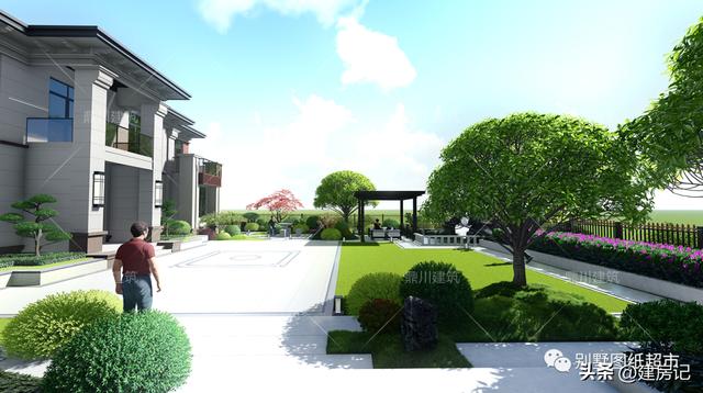 简单大方别墅庭院设计（4套农村别墅庭院设计方案）(3)