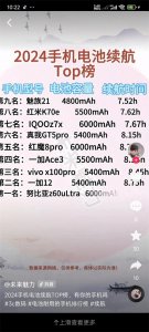 ​手机电池最耐用排名