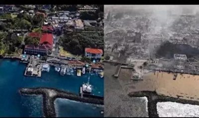 ​航拍对比：夏威夷毛伊岛火灾前后的震撼瞬间